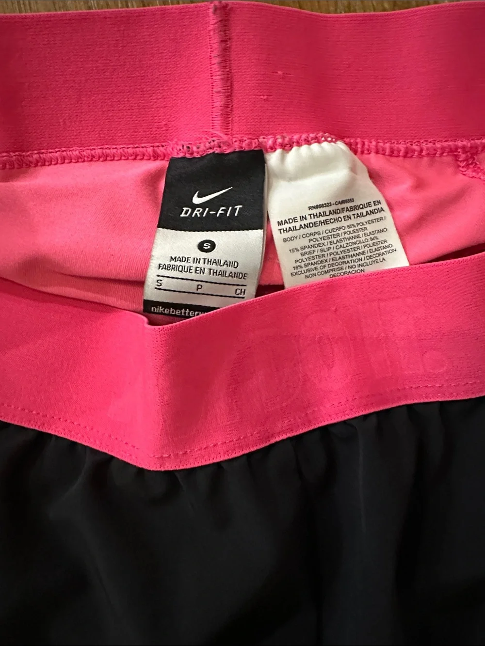 Nike Women’s Black Athletic Shorts with Hot Pink Waistband